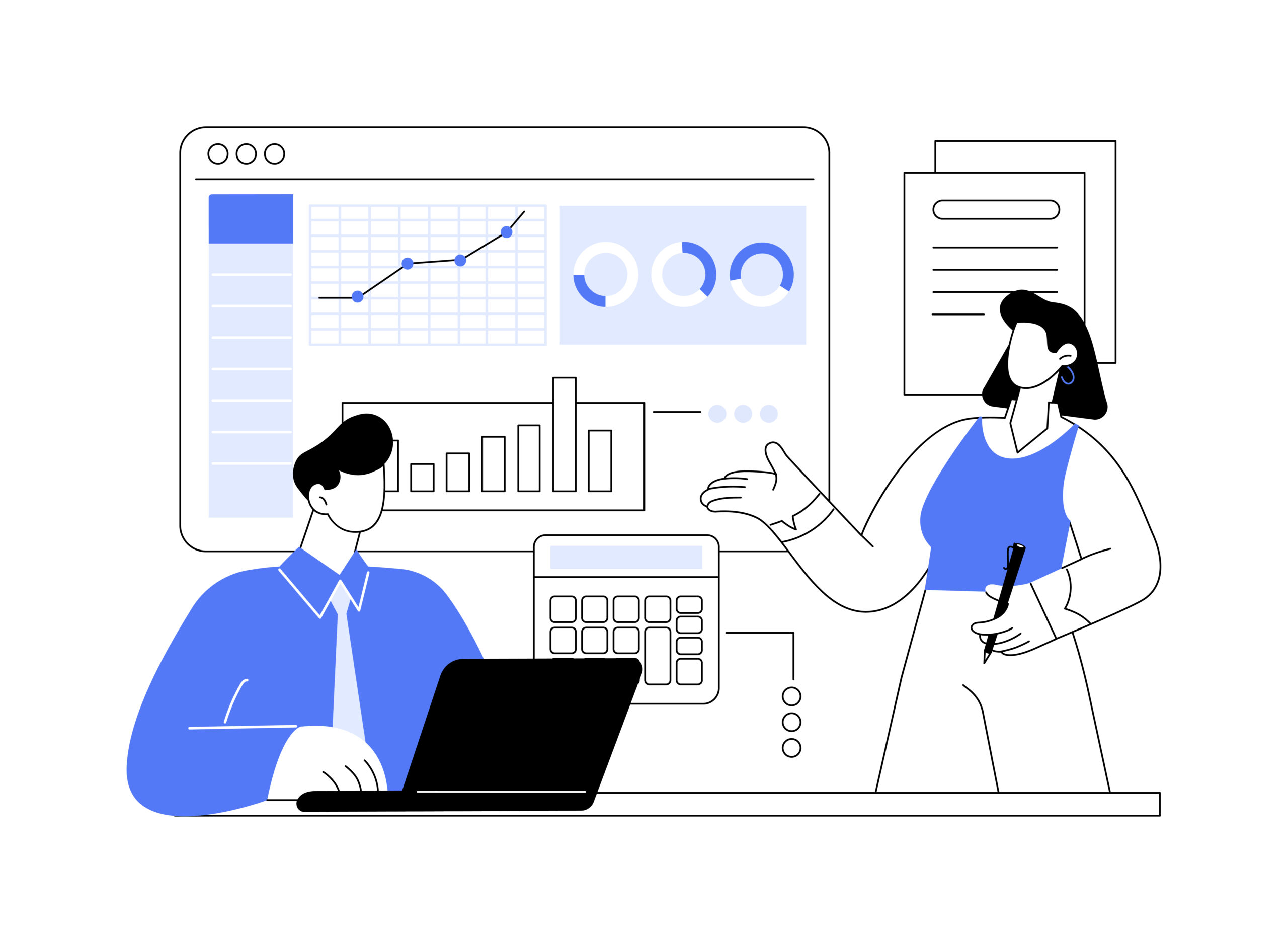 Financial audit isolated cartoon vector illustrations.